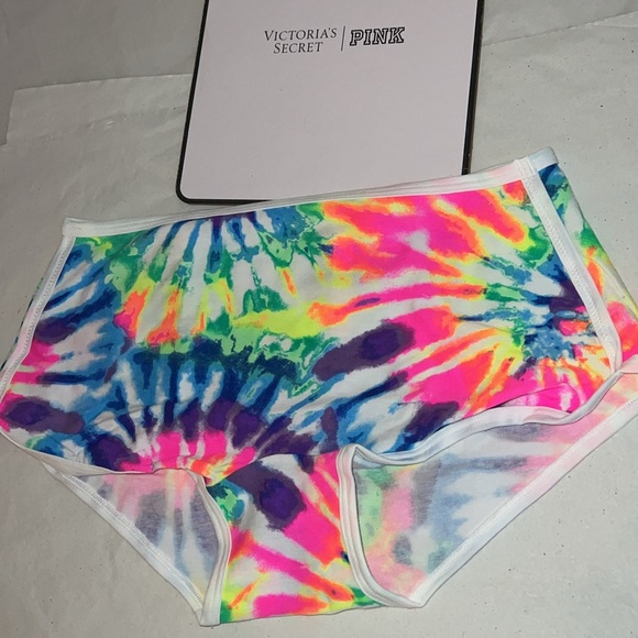 (M) UNISEX PINK Victoria's Secret Boyshort Panty Tie Dye - Picture 2 of 12